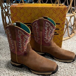 Brown Western Boots with Colorful Stitching